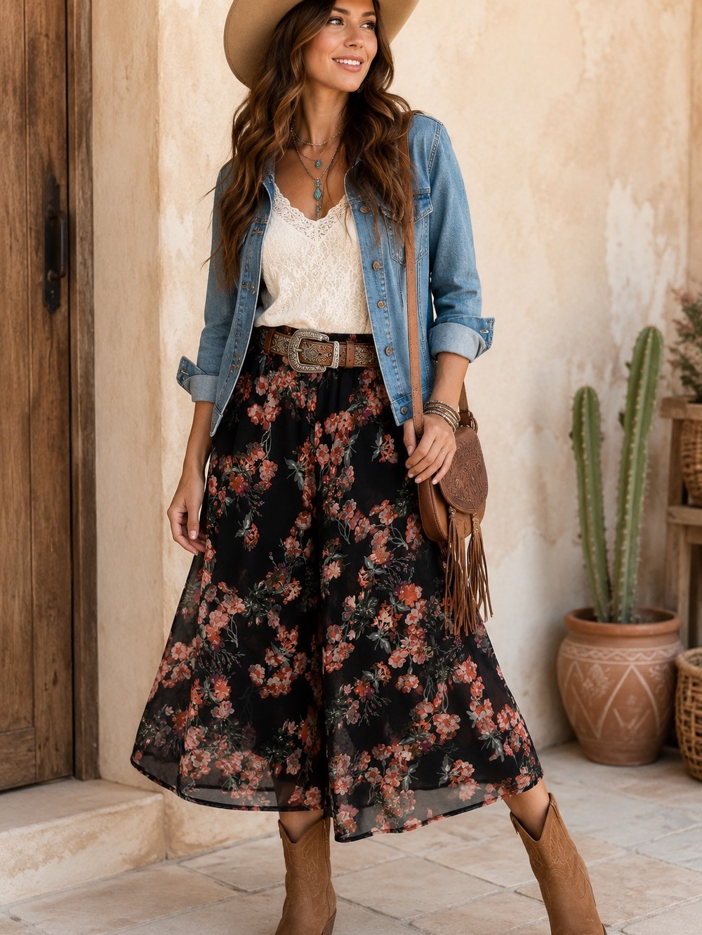 Bongo Floral Culottes Sz L Black Wide Leg Gauze Pants Boho Festival Quiet Luxury